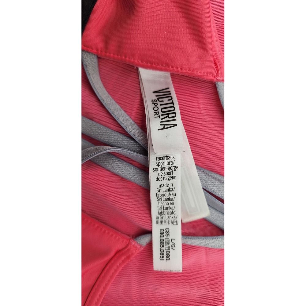 Victoria Sport Racerback Sport Bra Womens L Pink Excellent Strappy Back Logo - Picture 4 of 5